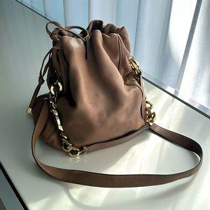 Bulgari made in Italy authentic leather shoulder bag light pink/ cream color